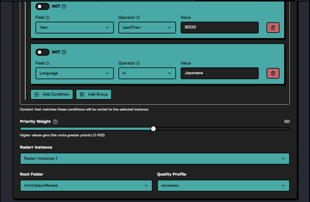 Content Router Advanced Interface