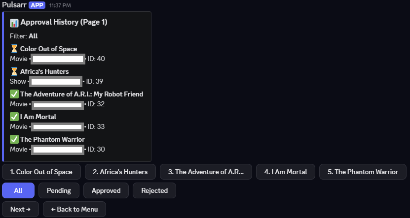 Discord Approval History