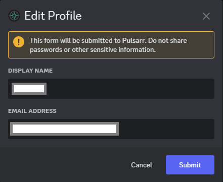 Discord Edit Modal